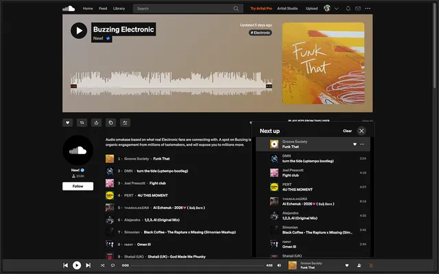 Default SoundCloud layout before SoundCloud UI Toolkit customization