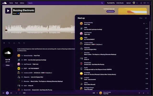 SoundCloud UI Toolkit purple appearance preset applied to SoundCloud